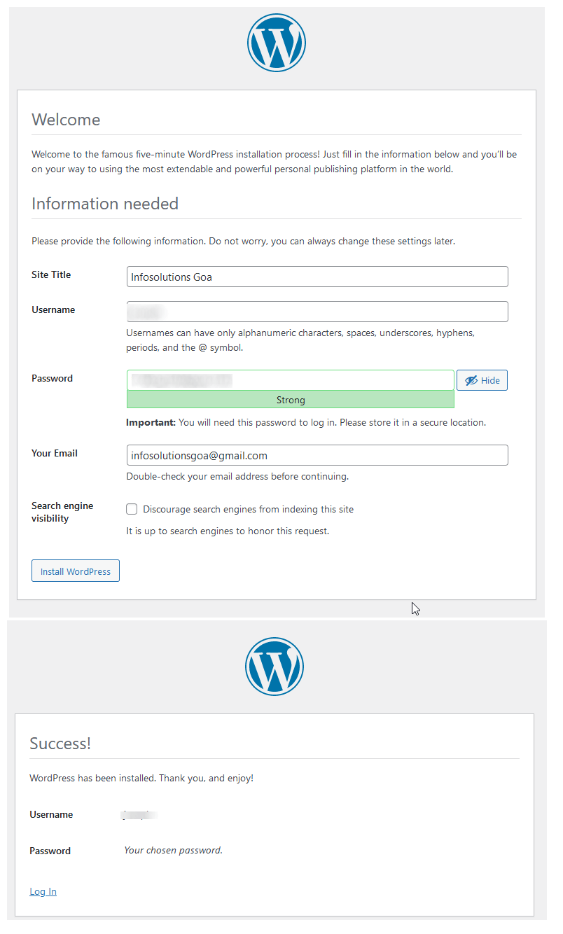 Installing Wordpress