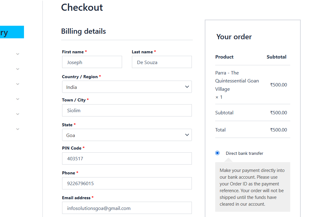 Checkout on a WooCommerce website