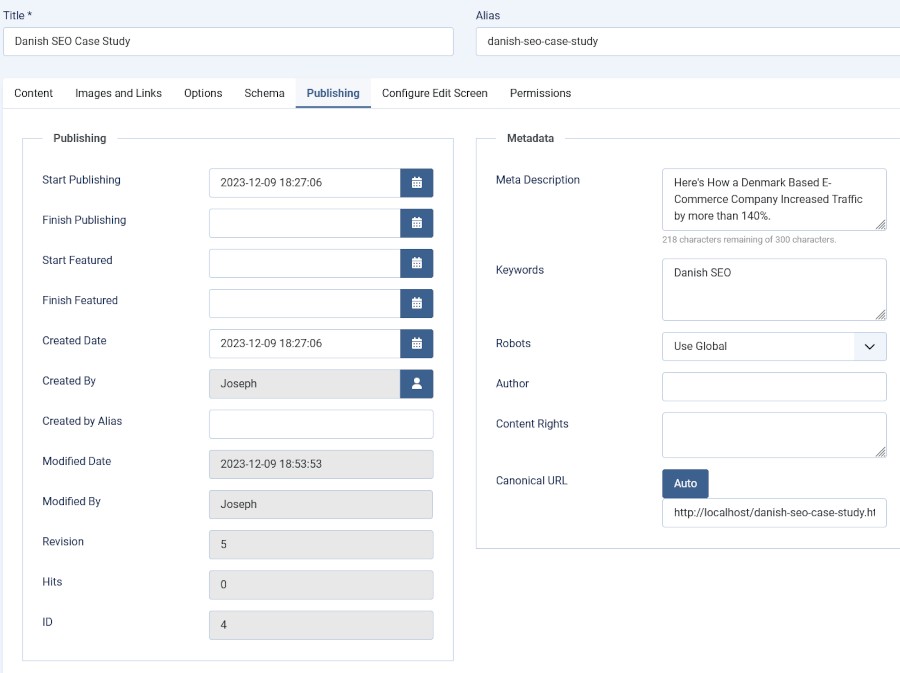 Joomla - Meta Tag Editor