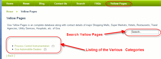 Joomla Yellow Pages home page