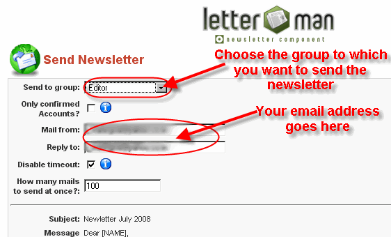 Sending a Newsletter in Joomla CMS