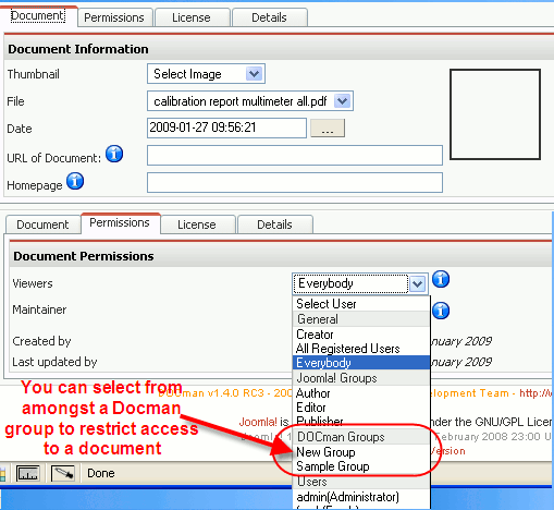Setting Document Permissions in Docman