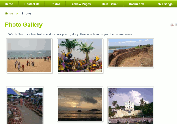Simple Image Gallery - View of Gallery in the web page