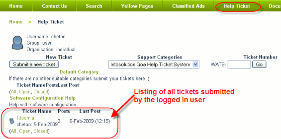 Webamoeba ticket System - Submitting Help Ticket