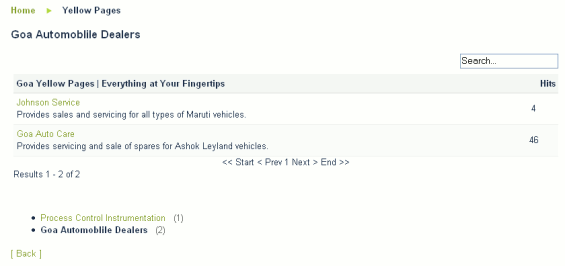 Joomla Yellow Pages Category Listing