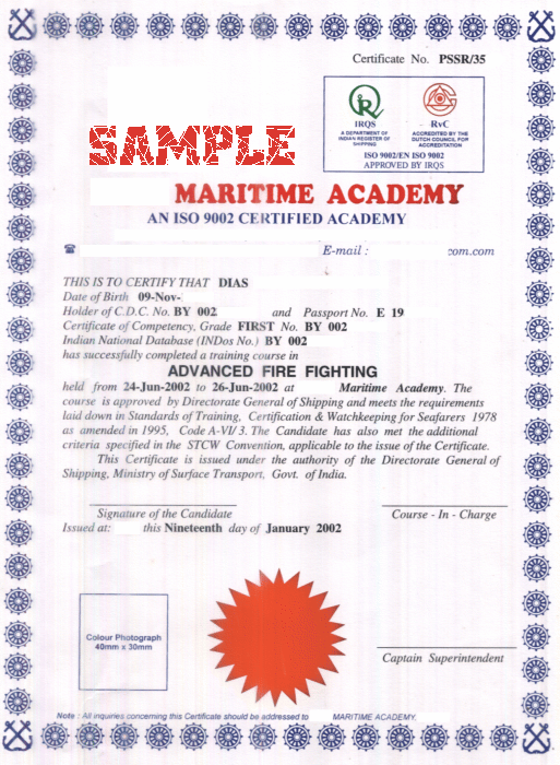 Certificate generated by Students Database Application