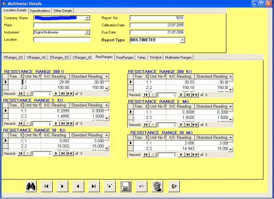Data Entry For Multimeter Report