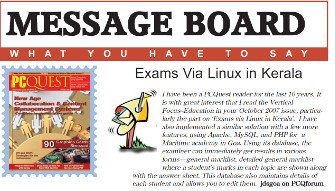Online Examination System in PC Quest November 2007