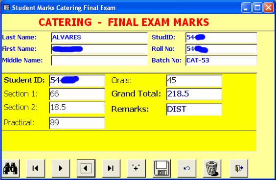 Data Entry For Students Marks