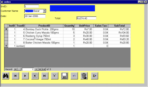 Data Entry for the Sales