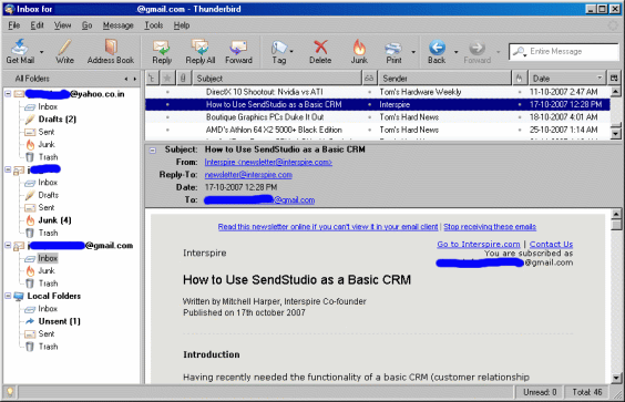 Email and Anti-spam Configuration in Mozilla Thunderbird