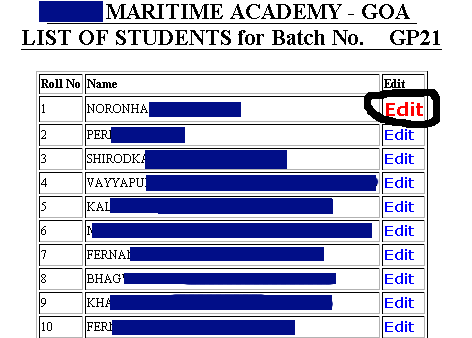 Editing Student Details