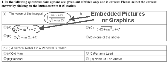 Embedding pictures in the Online Exam