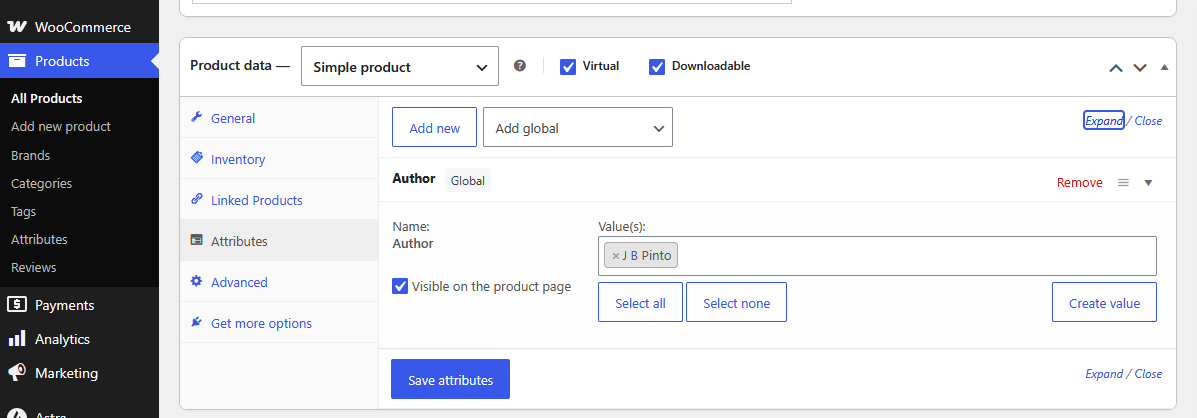 Selecting the Book Author on the Product Page