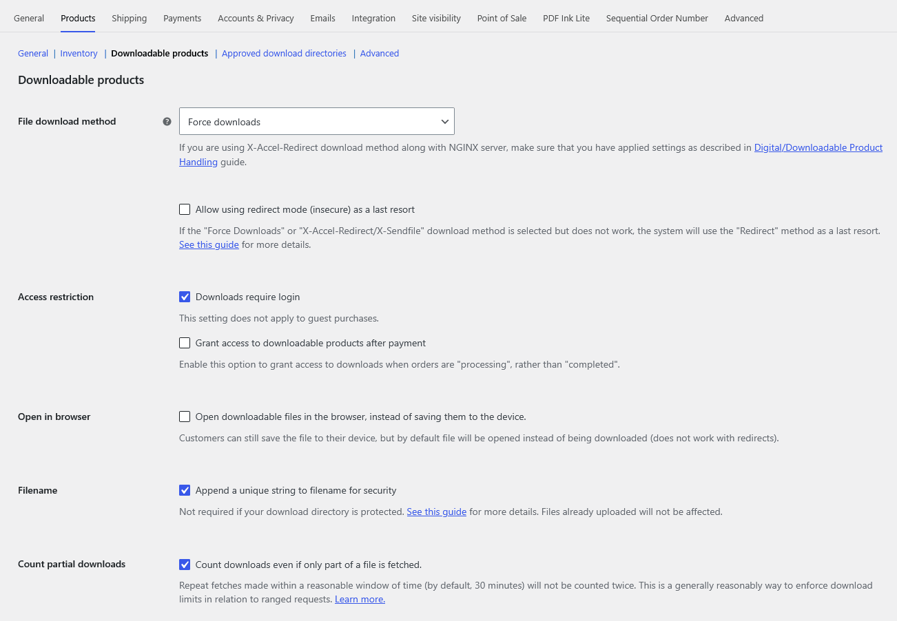 WooCommerce Settings for Digital and Downloadable Products