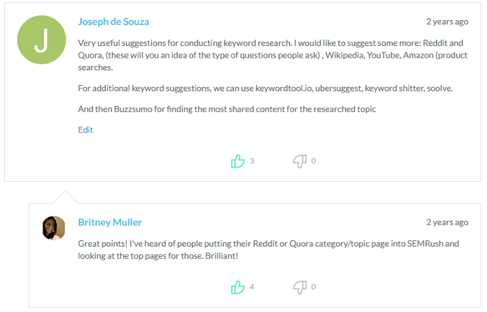 O meu comentário sobre a pesquisa de palavras-chave