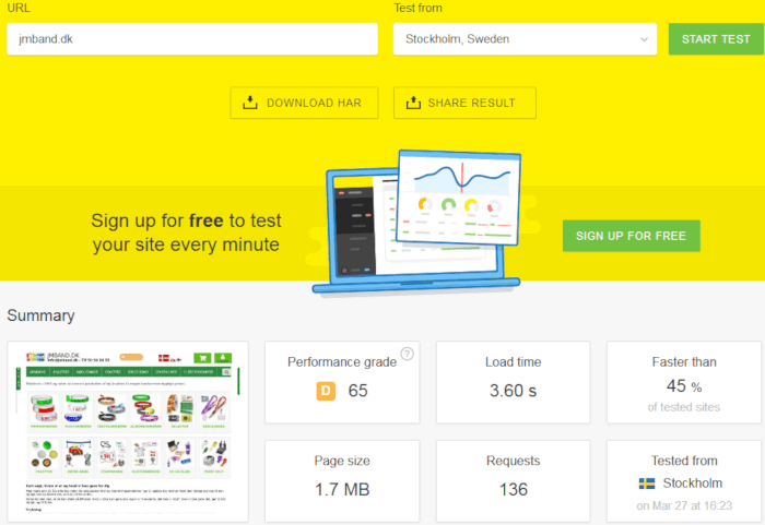 Page Speed Test Using Pingdom Tools