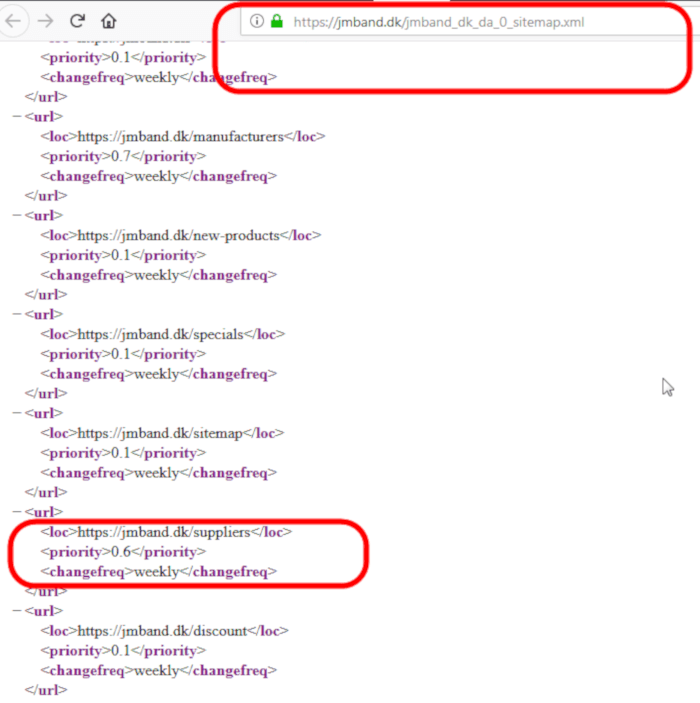 Wrongly created sitemap