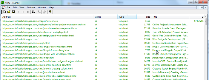 Rastreio do website com Xenu Link Sleuth