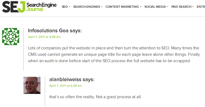 My comment in Search Engine Journal