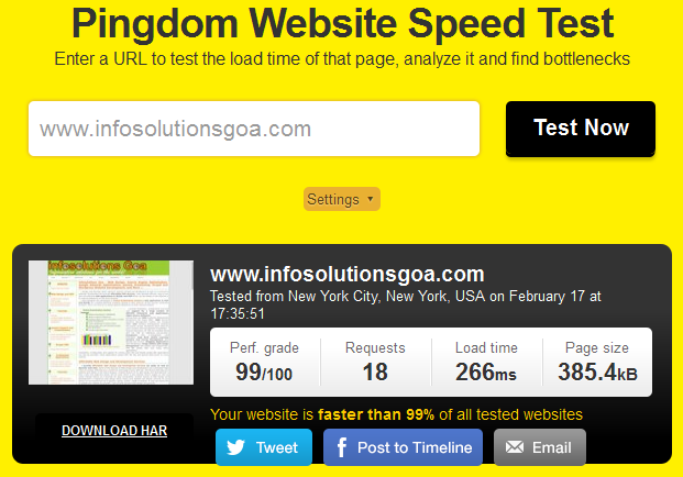 Website Speed Analysis of Infosolutions Goa
