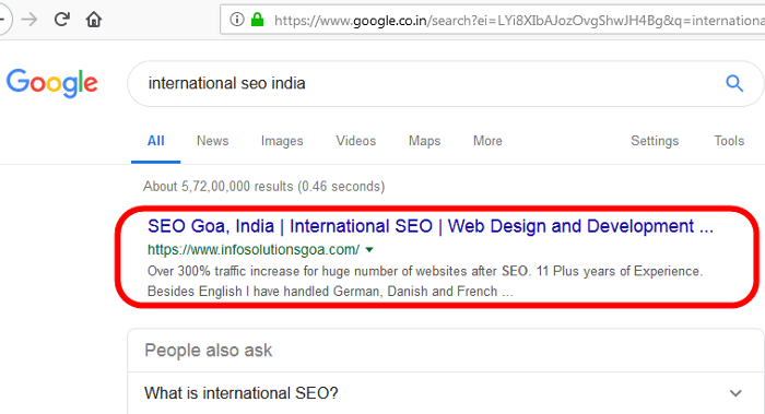 international seo india search in google.co.in
