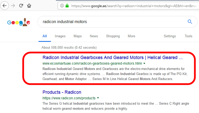 radicon industrial motors search in google.ae