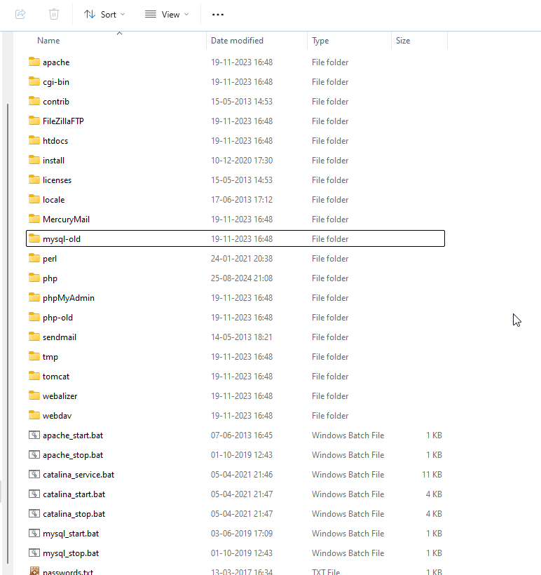 Rename mysql folder