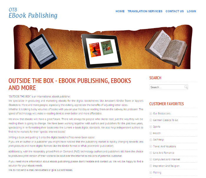 E-book publisher Website developed in Joomla CMS